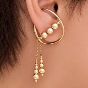 Harry Mason Hooker Earrings 14K Gold Filled Hematite Non-Pierced Earwrap Dangles